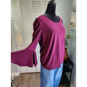 Versona Women's 3/4 Trumpet Sleeve Jersey Top Coquette Whimsygoth Large